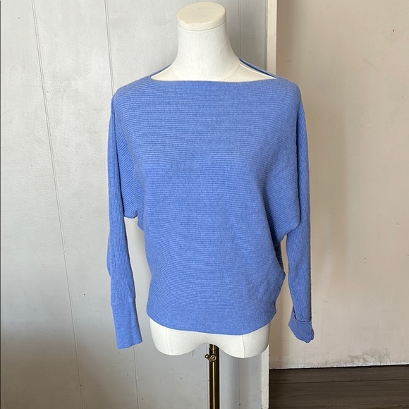 Nine West Blue Crew Neck Sweater with Ribbed Details - Picture 1 of 7